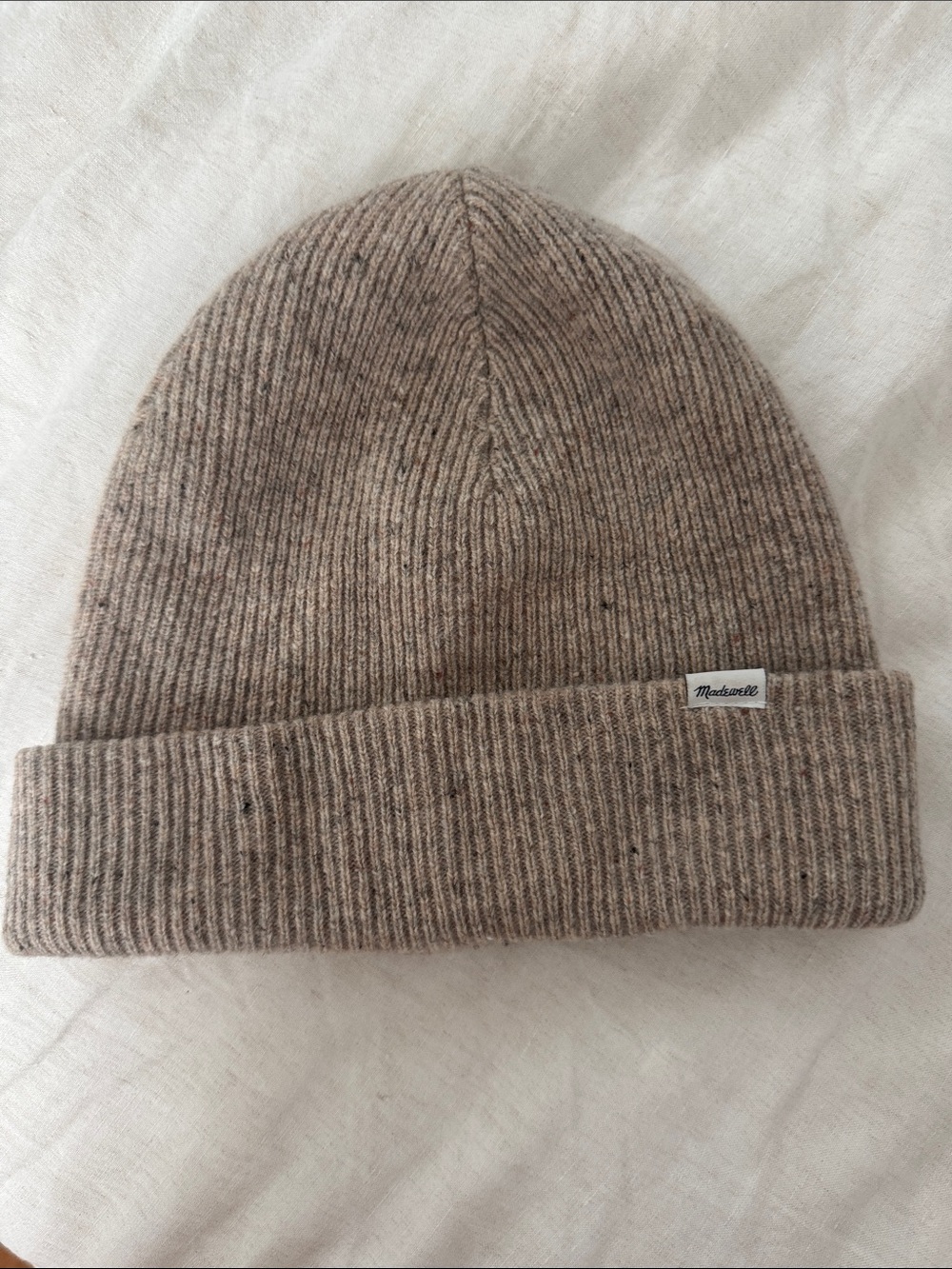 Madewell Ribbed Taupe Fold-Over Beanie